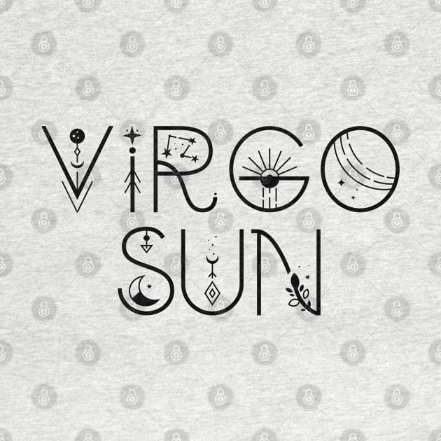 Virgo sun sign celestial typography by lilacleopardco